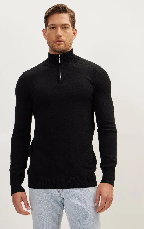 Weekend Deals That Impress Half Zip Sweater - Black