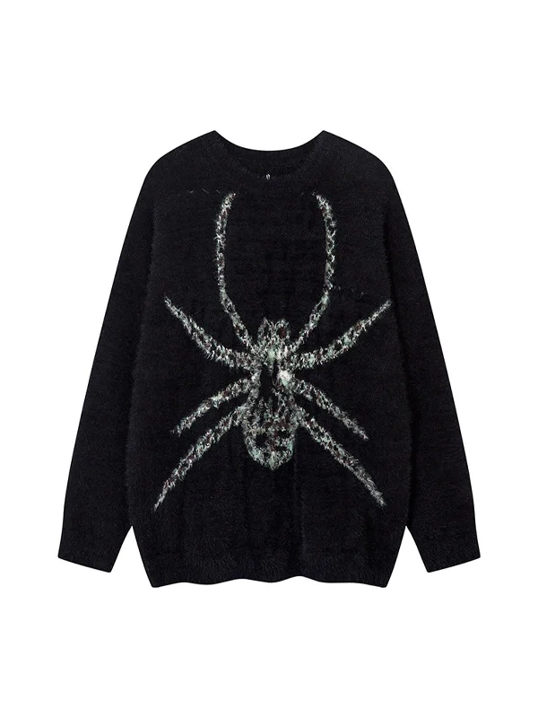 Great Deal Thesupermade Spider Jacquard Knit Crew Neck Sweater