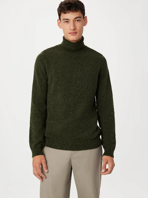 Weekend Shopping Bliss The Seawool® Boucle Turtleneck in Dark Green