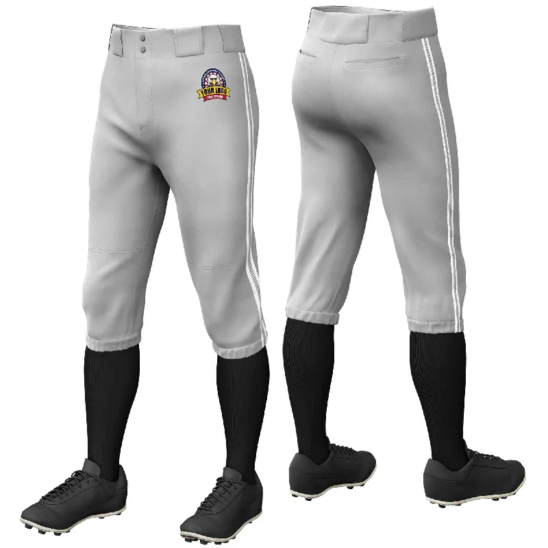 Weekend Sale: Don't Miss Out Custom Gray White Gray-White Classic Fit Stretch Practice Knickers Baseball Pants