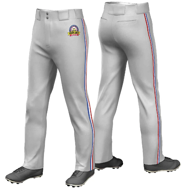 Weekend Savings Sensation Custom Gray Royal White-Red Classic Fit Stretch Practice Loose-fit Baseball Pants