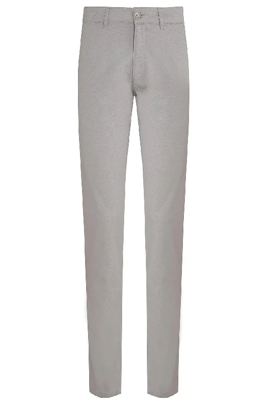 Deal Dash Regular Fit Low Waist Light Gray Cotton Casual Pants