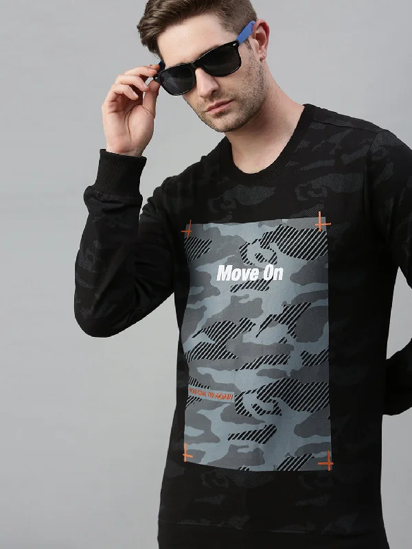 YEAR-End Sale Men Printed Black Sweatshirt