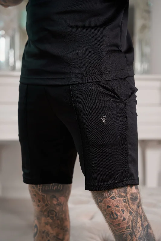 Special Price Father Sons Scuba Black / Silver Elasticated Drawstring Pintuck Shorts - FSH1039