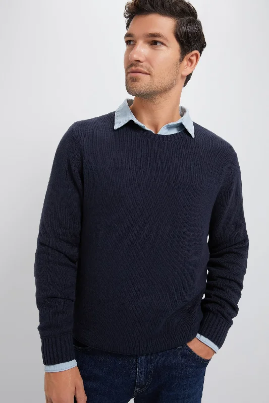 Best Seller Navy Blue All Season Classic Crewneck