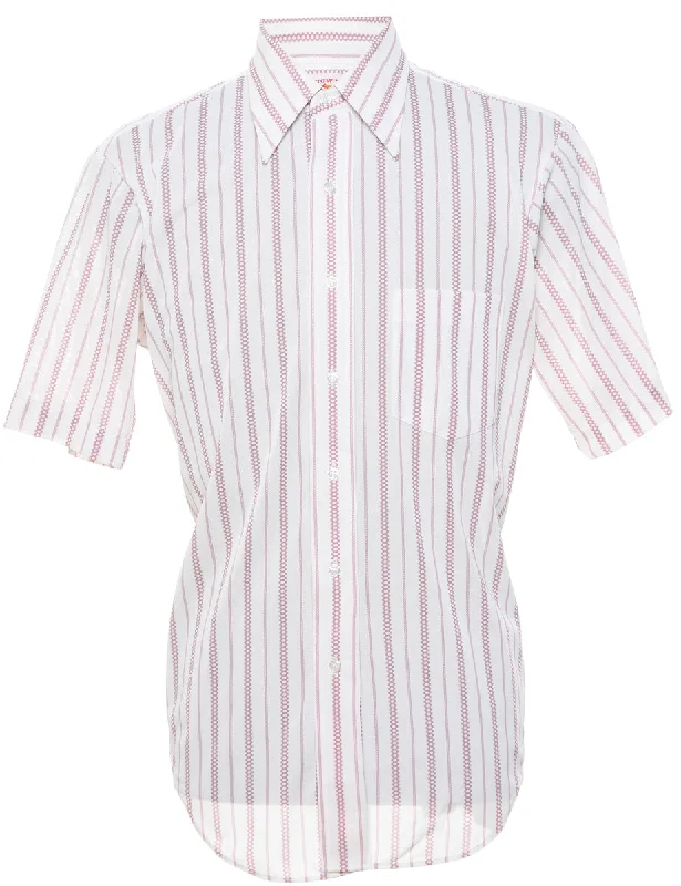 Hurry In 1970s Arrow Patterned White Shirt - M