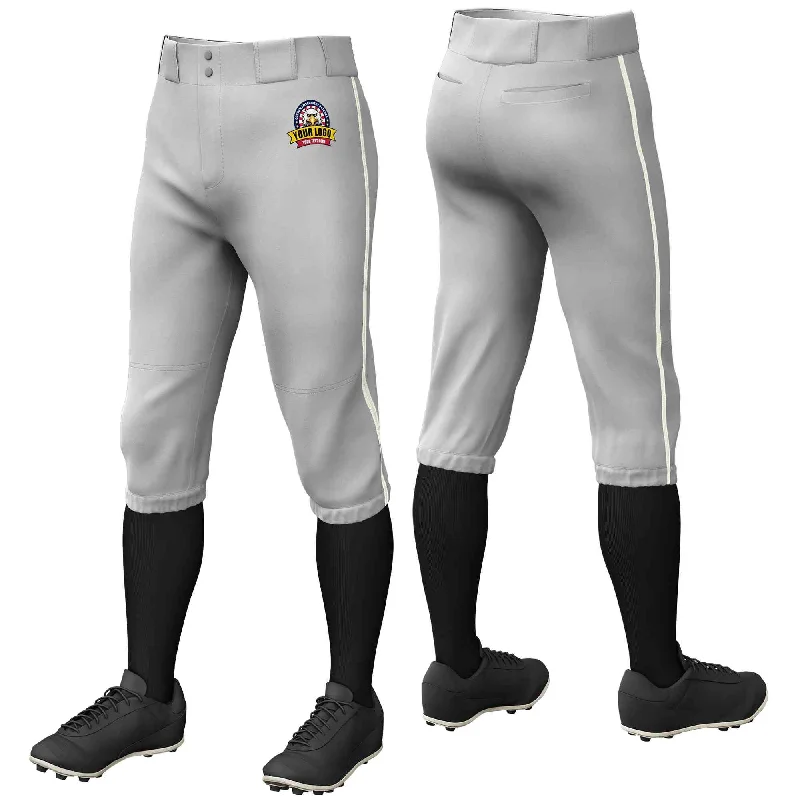 YEAR-End Sale Custom Gray Cream Classic Fit Stretch Practice Knickers Baseball Pants