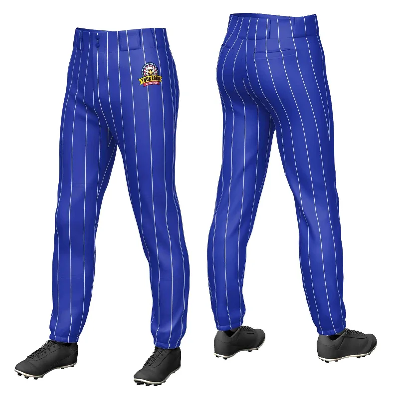 Can't Beat Custom Royal White Pinstripe Fit Stretch Practice Pull-up Baseball Pants