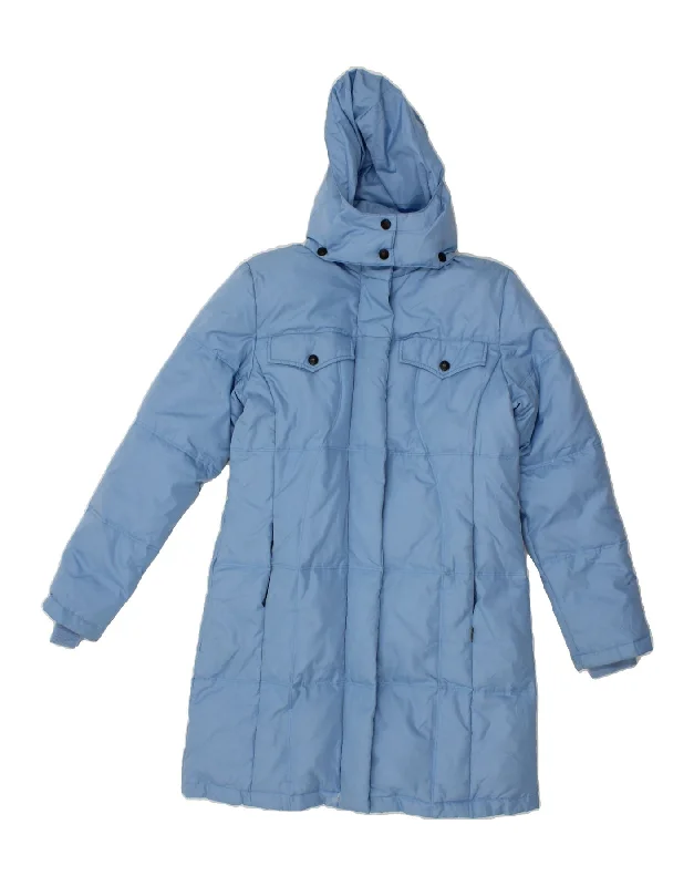 ASICS Womens Hooded Padded Coat UK 10 Small Blue Polyester