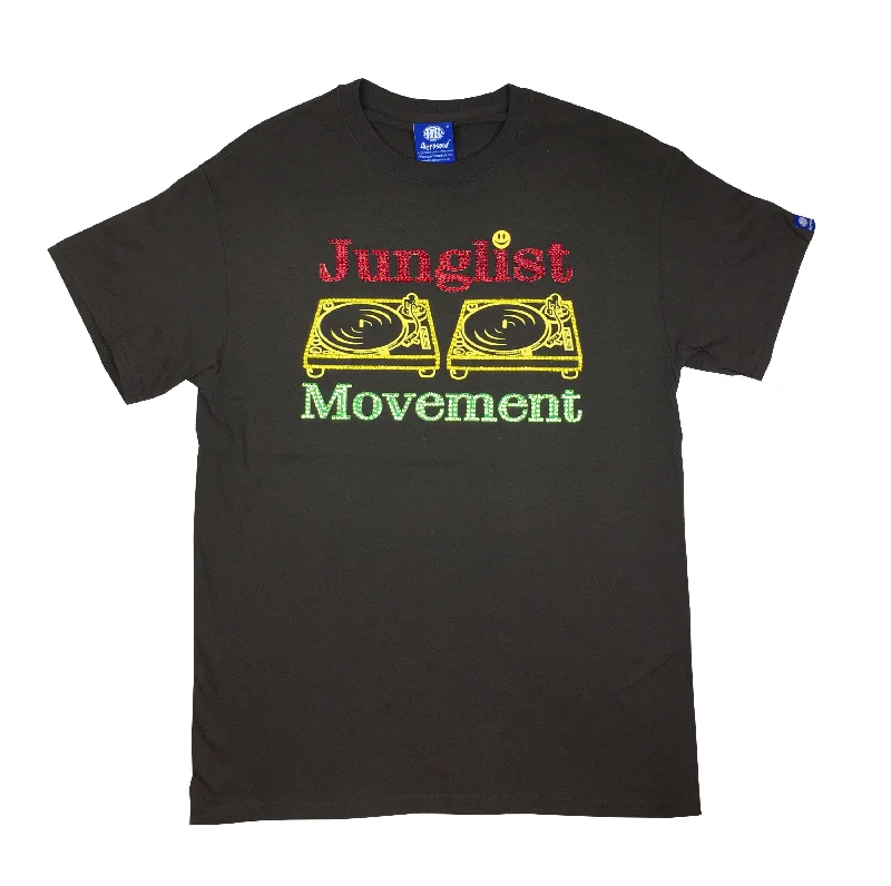 Special Discount Custom Junglist Movement X Swarovski Crystals Teeshirt (Brown)